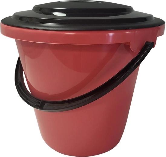 Műanyag vödör fedéllel és mércével, 16 l – színmix