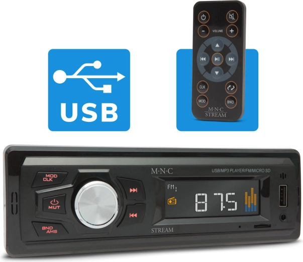 M.N.C Stream autórádió USB-, AUX- és microSD-csatlakozóval