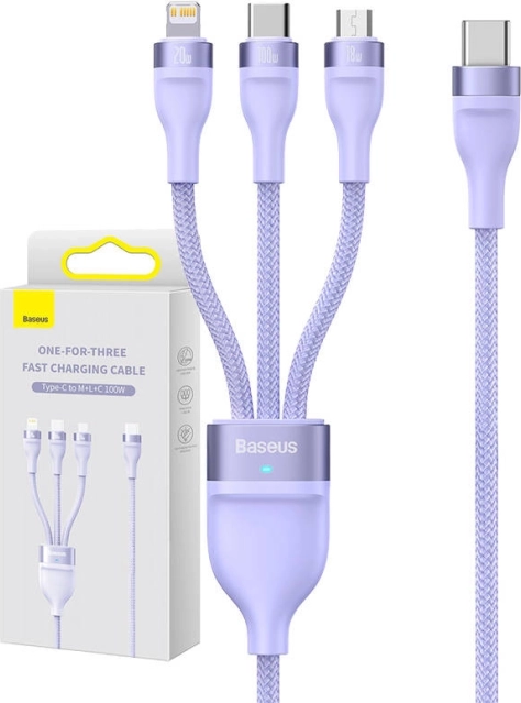 Baseus multifunkciós töltőkábel USB-C, Micro USB és Lightning csatlakozókkal, 100W, 1,5 m