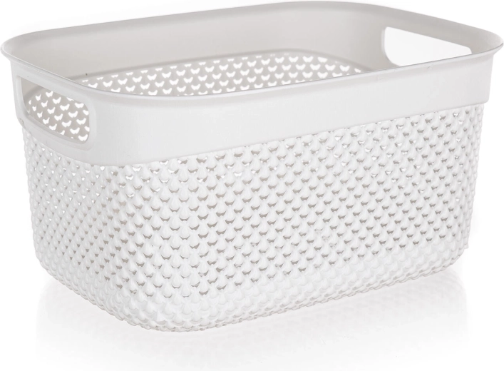 Műanyag tároló kosár rattan hatású, fehér, 23 × 17 × 12 cm, 3,3 l