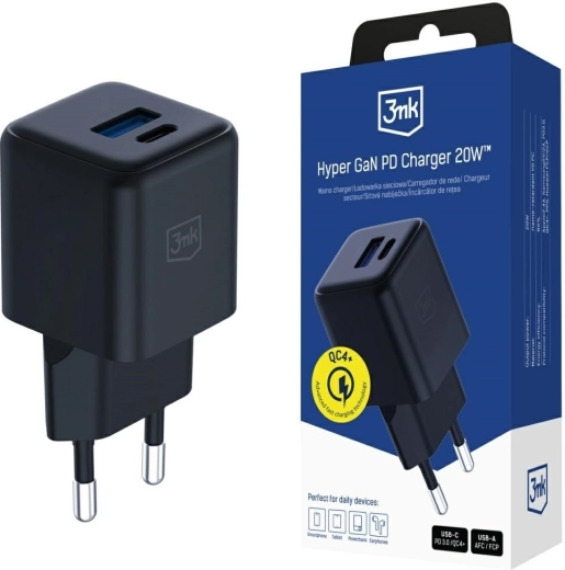 3mk Hyper GaN 20 W hálózati töltő, fekete