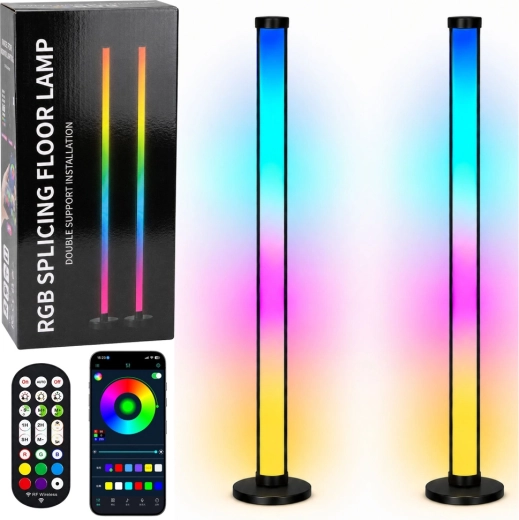 Okos RGB LED állólámpák appos és távirányítós vezérléssel, 125 cm, 2 db