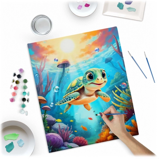 Részletgazdag kis teknős motívum gyönyörű színekkel