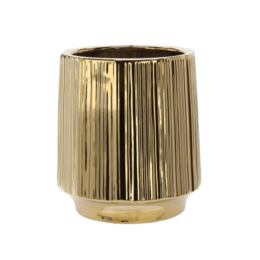 Arany csíkos kerámia kaspó 32 × 32 × 35,5 cm