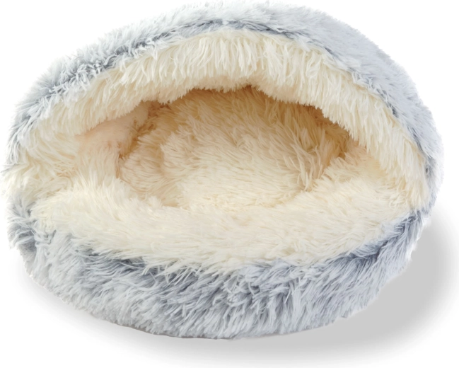 Kerek, plüss macskafekhely, 50 cm, szürke