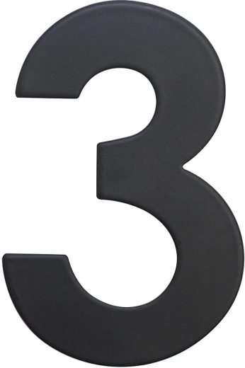 Háztáblaszám 3, 75 mm, rozsdamentes, matt fekete