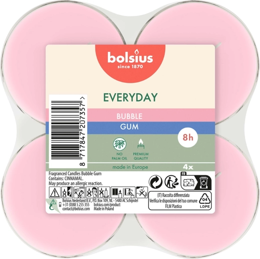 Maxi mécsesek Bubble Gum, 4 darabos készlet