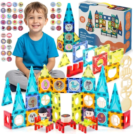 Ricokids mágneses építőjáték XXL torony és körhinta (kb. 98 darab)