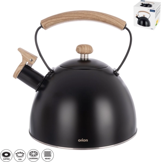 Rozsdamentes acél sípolós teáskanna Black 2,5 l