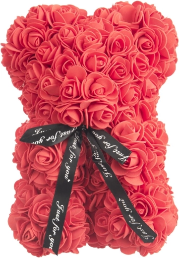 Piros habrózsás maci 20 cm