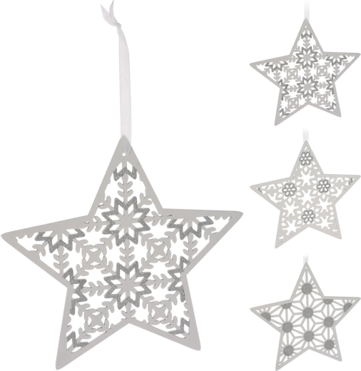 Függeszthető fa csillag 30 cm, fehér