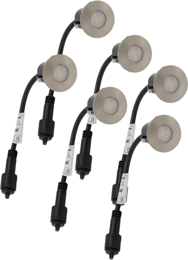 Süllyesztett LED lámpa fába, 4,5 cm, 0,2 W, IP67, 6 darabos készlet