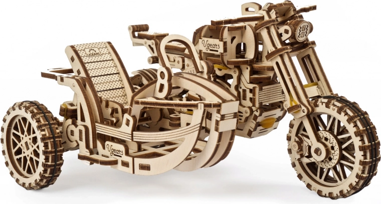 Ugears 3D puzzle motorkerékpár oldalkocsival – mechanikus fa modell