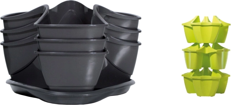 COUBI HERBAL lépcsőzetes fűszernövény kaspó, grafit, 29,5 cm