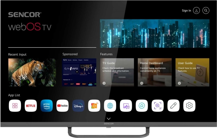 Sencor 32" LED televízió Smart webOS-szel, Wi‑Fi-vel és Bluetooth-szal