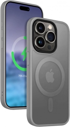 hibrid tok Frost MAG Cover iPhone 15 Pro-hoz MagSafe – szürke