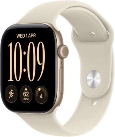 Apple Watch Series 12 GPS 42 mm-es, világos arany alumíniumtokkal és homokszínű S/M sportpánttal