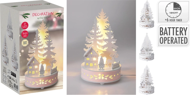 LED fa dekoráció karácsonyfa 20 cm időzítővel – 1 db