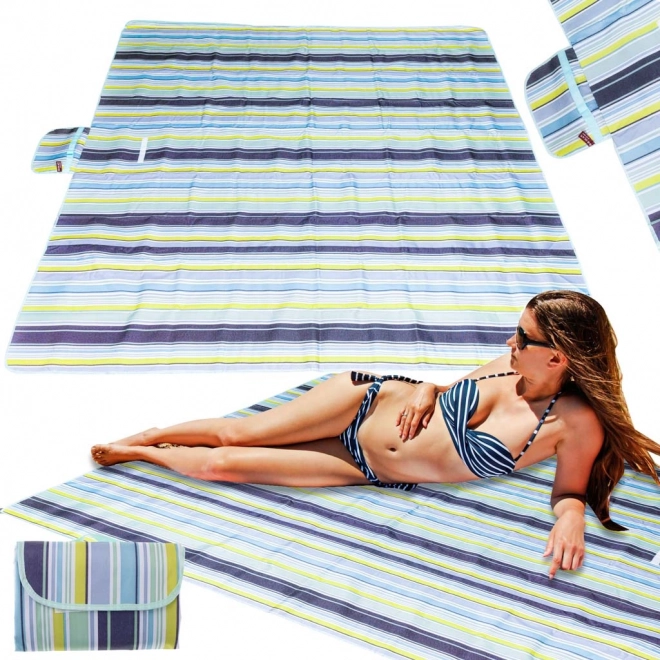 Összecsukható vízálló strand- és pikniktakaró 200x200 cm kék