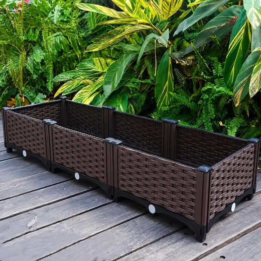 Moduláris kerti virág- és zöldségláda 120 × 40 × 22 cm, barna