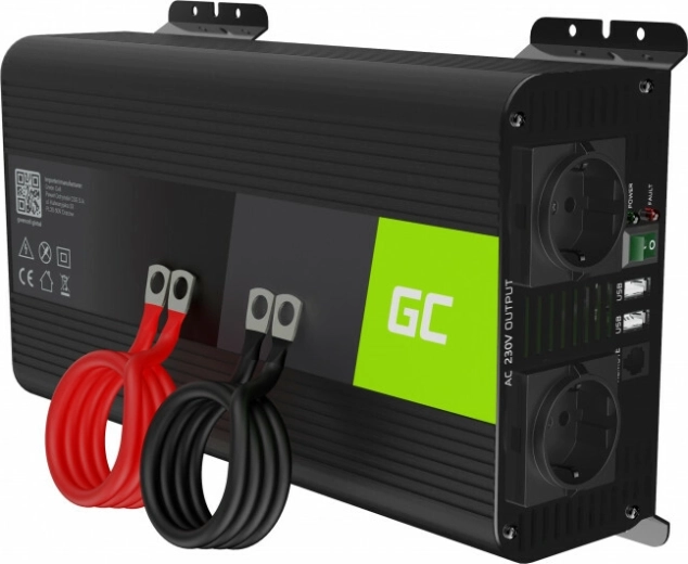 Green Cell feszültségátalakító 12 V-ról 230 V-ra, tiszta szinusz 1000 W / 2000 W USB-vel
