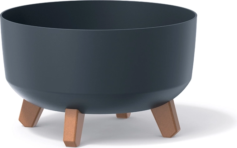 Gracia Low 38 cm antracit virágtartó lábakkal és vízelvezető betéttel