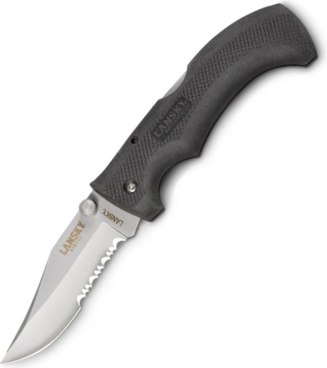 Lansky Easy Grip univerzális zsebkés részben fogazott éllel, fekete