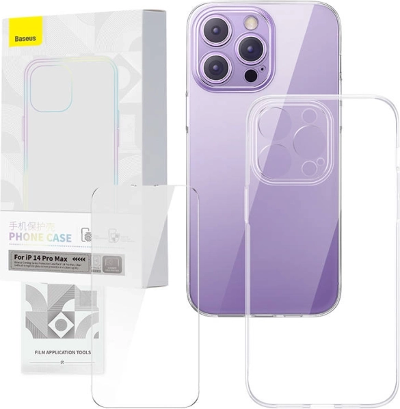 Átlátszó tok és edzett üveg BASEUS Corning iPhone 14 Pro Maxhoz