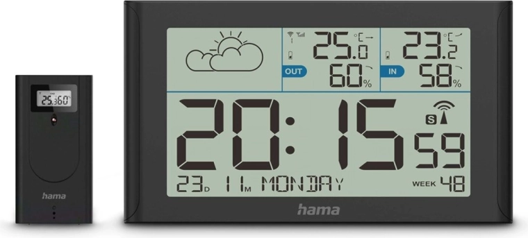 Hama Sylt Meteoállomás Hőmérővel és Higrométerrel - fekete