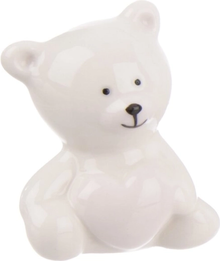 Porcelán maci szívvel, fehér
