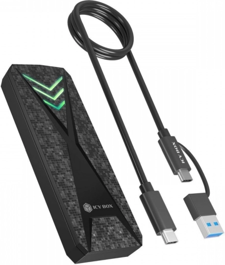Külső NVMe M.2 SSD ház USB‑C csatlakozóval és RGB világítással