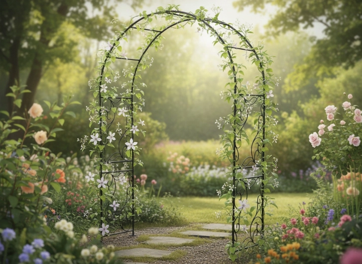 Ideális bejárati kapunak és kúszónövény-támasznak