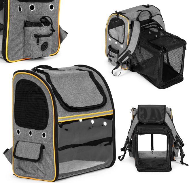 Összecsukható szállító hátizsák macskáknak és kutyáknak átlátszó előlappal