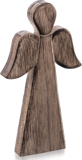 Fából készült karácsonyi angyalfigura mangófából 24 cm