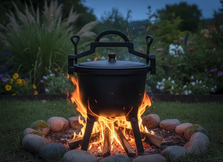 Stabil háromláb a tűz fölötti főzéshez