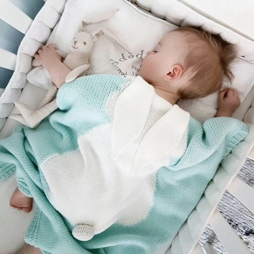 Baba takaró nyuszis mintával, menta