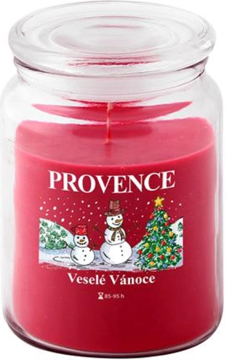 PROVENCE illatgyertya üvegben karácsonyi hóember 95 óra
