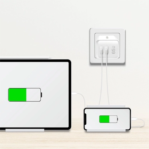 Két USB‑C port az egyidejű töltéshez