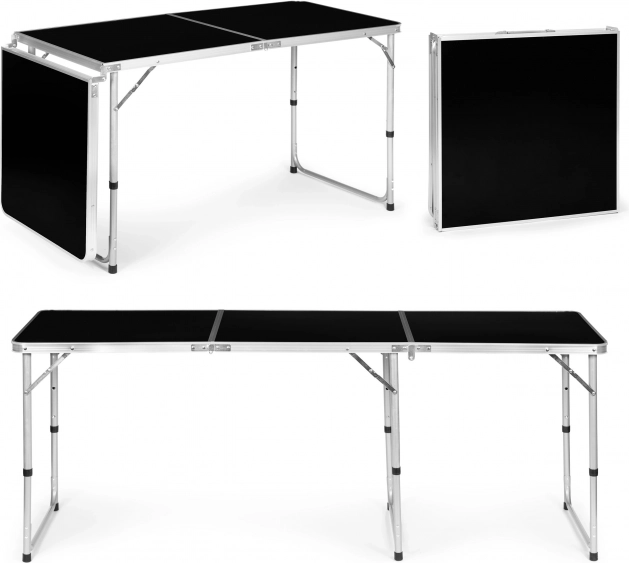 MultiGarden összecsukható kempingasztal 180 × 60 cm, fekete