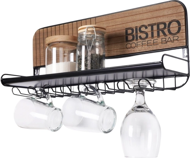 Bistro fali tartó poharakhoz és bögrékhez