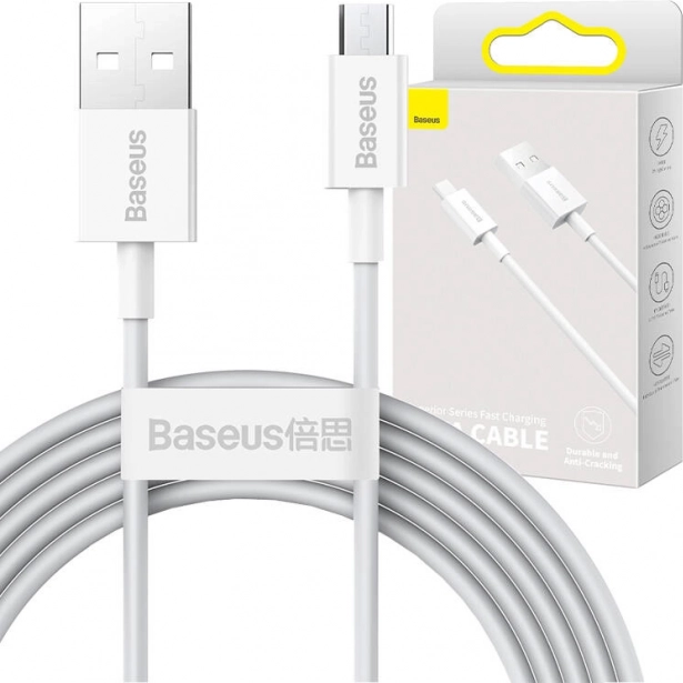USB–micro USB kábel Baseus Superior, 2 A, 2 m, fehér