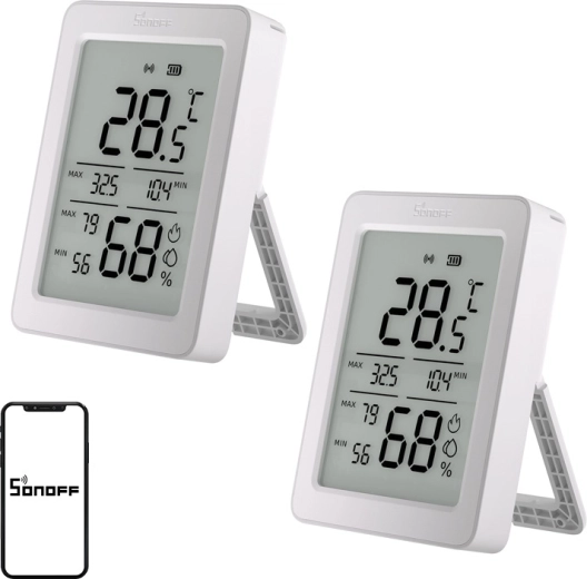 Sonoff AirGuard TH ZigBee hőmérséklet- és páratartalom-érzékelő LCD kijelzővel (2 db)