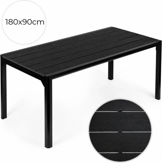 Kerti asztal 6–8 fő részére 180 × 90 cm, fekete MultiGarden