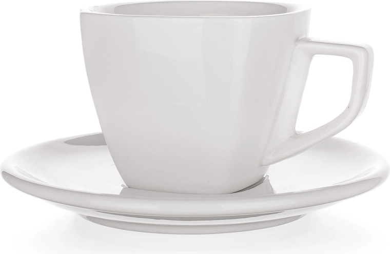 Alba porceláncsésze csészealjjal 250 ml, fehér, szögletes design