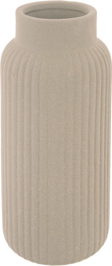 Bézs porcelán váza bordázott felülettel 24,5 cm