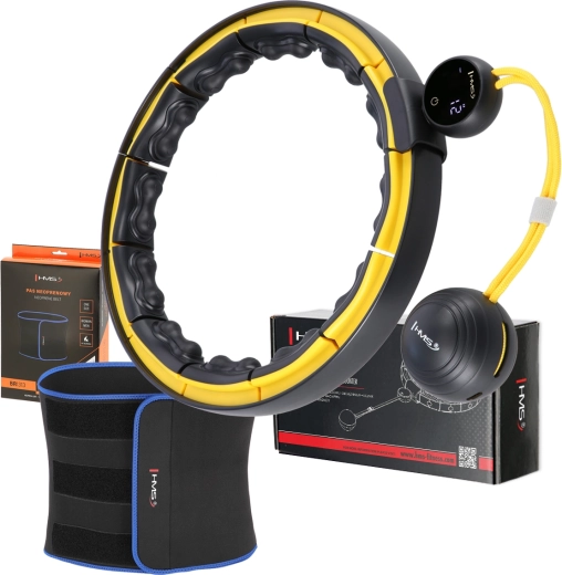 HMS HHM21 masszázs hullahopp súllyal és BR1313 karcsúsító öv szett fekete/sárga