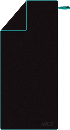 Gyorsan száradó mikroszálas törölköző NILS fekete/kék 200 × 90 cm