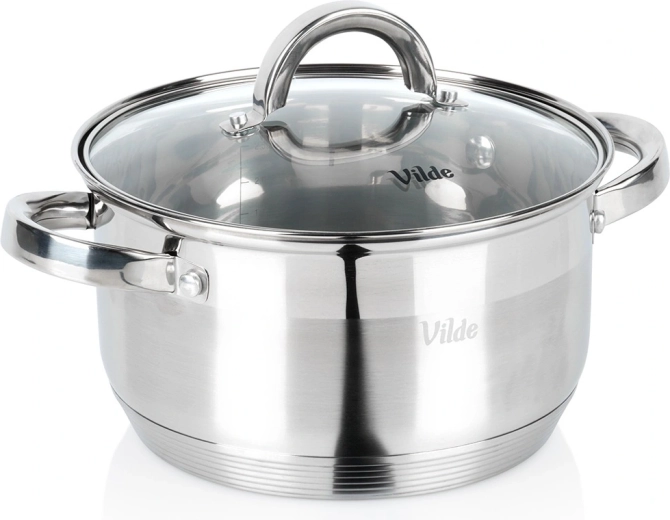 Rozsdamentes acél lábas üveg fedővel, 20 cm, 3,4 l