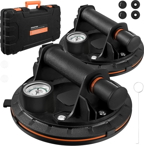 Bigstren vákuumos tapadókorong pumpával – 2 db-os készlet, 200 kg, manométer, koffer