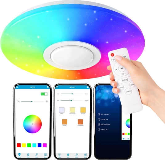 RGB LED mennyezeti lámpa Bluetooth hangszóróval, 40 W